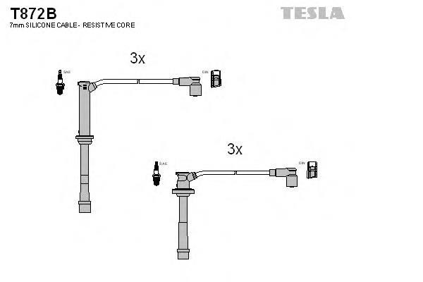 Дріт високовольтні, комплект T872B Tesla