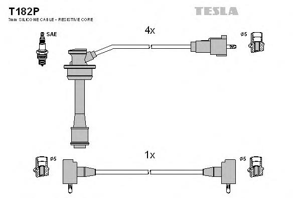 Дріт високовольтний, комплект T182P Tesla