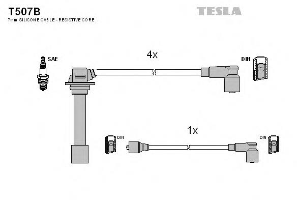 T507B Tesla дріт високовольтні, комплект