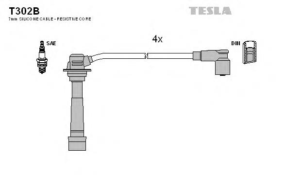 Дріт високовольтні, комплект T302B Tesla