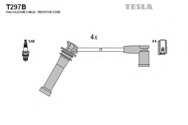 Дріт високовольтний, комплект T297B Tesla