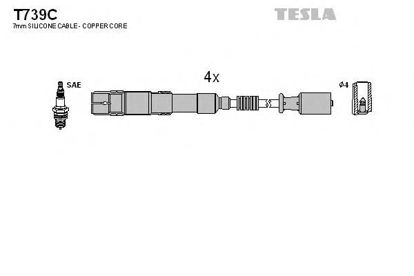 Дріт високовольтний, комплект T739C Tesla