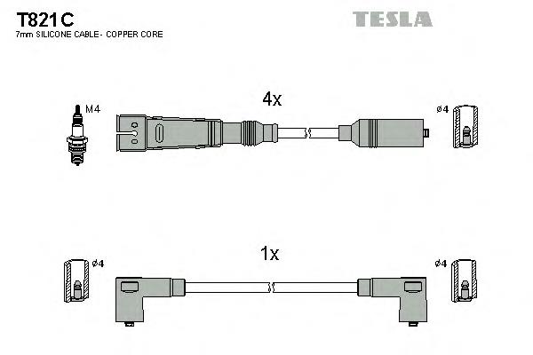 T821C Tesla дріт високовольтні, комплект