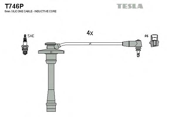 Дріт високовольтний, комплект T746P Tesla