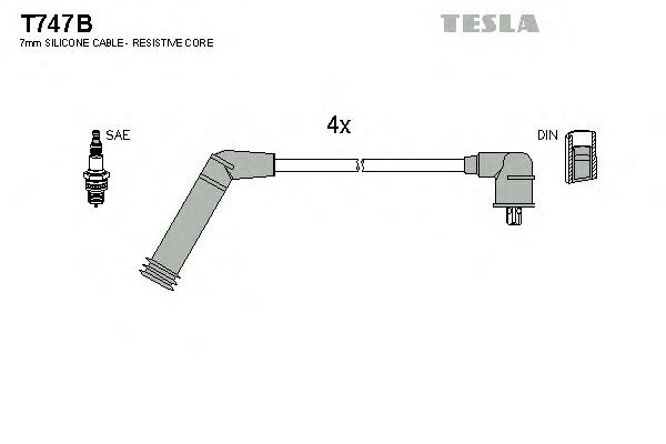 Дріт високовольтний, комплект T747B Tesla