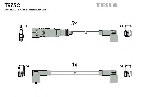 Дріт високовольтний, комплект T675C Tesla