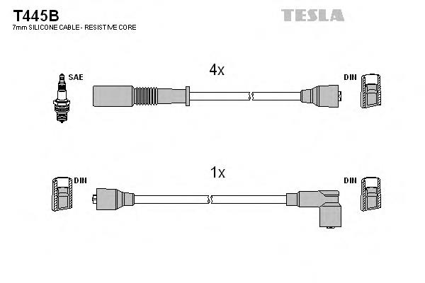 Дріт високовольтний, комплект T445B Tesla