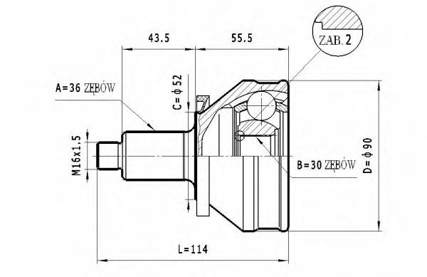 ШРУС зовнішній передній C012 Statim