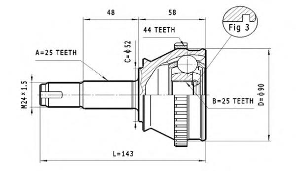 ШРУС зовнішній передній C162 Statim