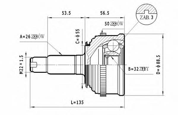 ШРУС зовнішній передній C430 Statim