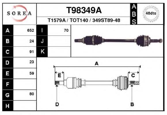 Піввісь (привід) передня, ліва T98349A EAI