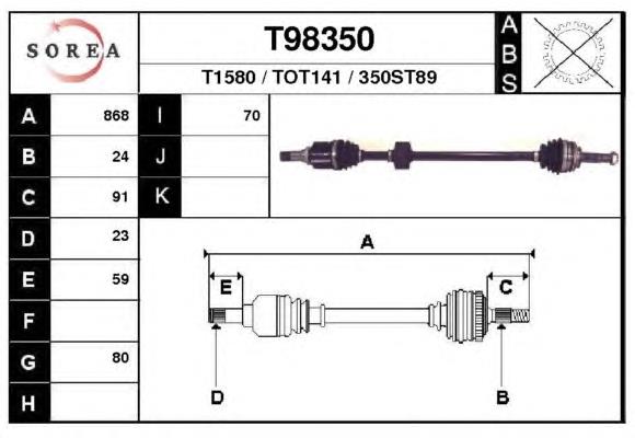 Піввісь (привід) передня, права 434100D010 Toyota