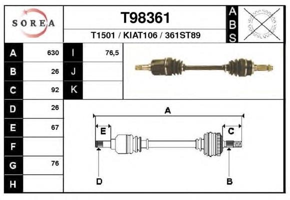 0K2A125600 Hyundai/Kia Привід лівий