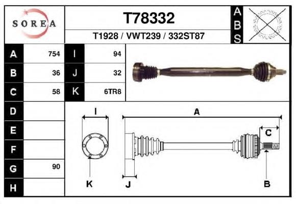 Піввісь права 491722 Maxgear