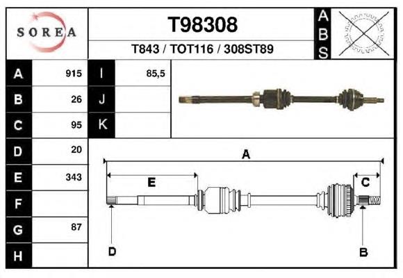 4341005130 Toyota Привід передній правий