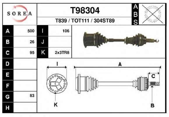 Піввісь (привід) передня, ліва T98304 EAI