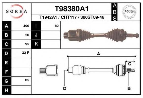 Піввісь (привід) передня, права 04668706AB Chrysler