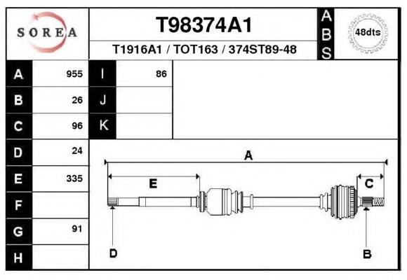 Піввісь права 4341005371 Toyota