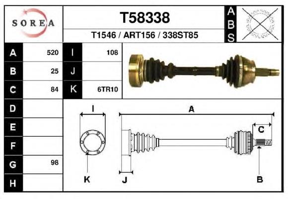 Піввісь (привід) передня, права T58338 EAI