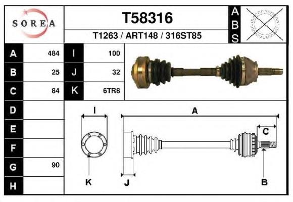 Піввісь (привід) передня PNG71198 A.m. Gears