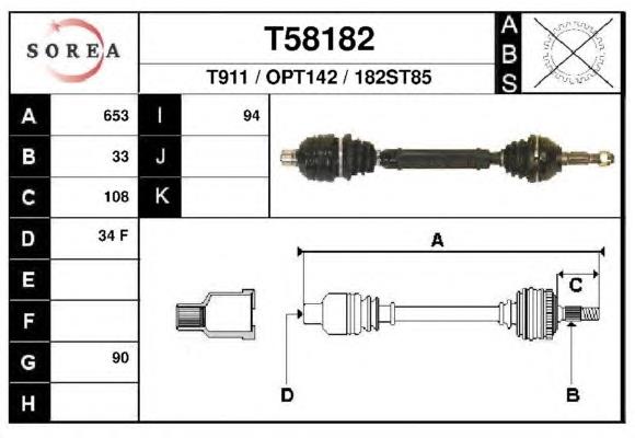 Піввісь (привід) передня, права T58182 EAI