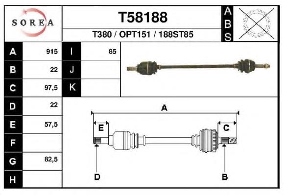 Піввісь (привід) передня, права T58188 EAI