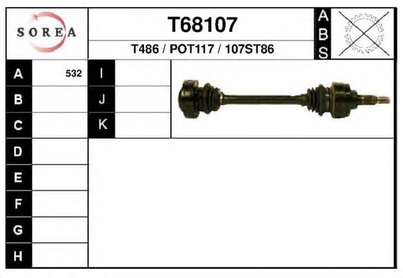 Піввісь (привід) передня, ліва T68107 EAI