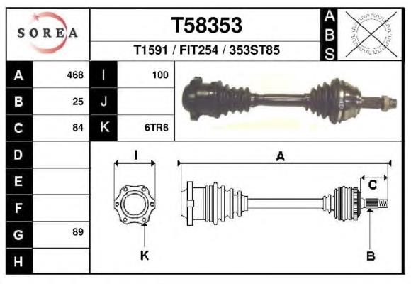 Піввісь (привід) передня, ліва T58353 EAI