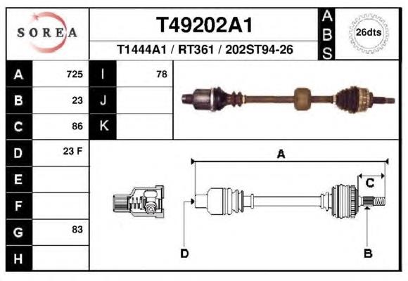 T49202A1 EAI піввісь (привід передня, права)