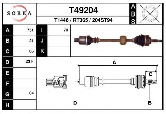 T49204 EAI піввісь (привід передня, права)
