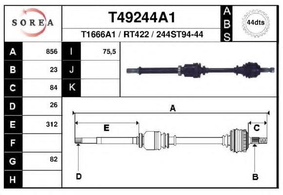 T49244A1 EAI піввісь (привід передня, права)