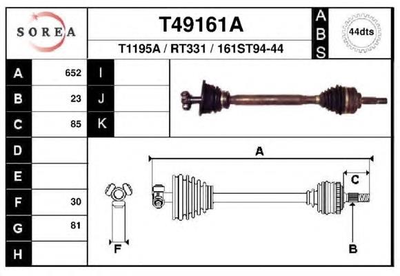 Піввісь (привід) передня, ліва T49161A EAI