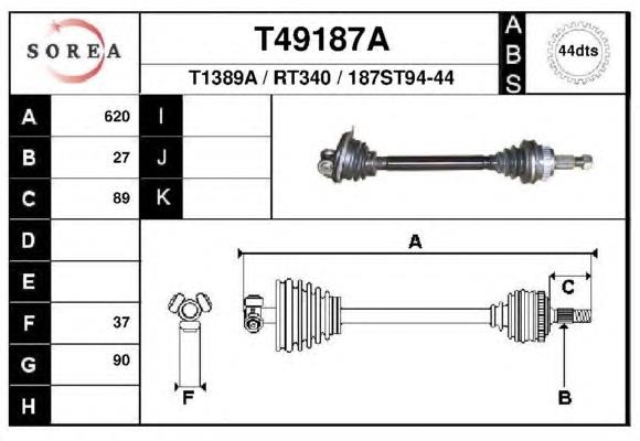 Піввісь (привід) передня, ліва T49187A EAI