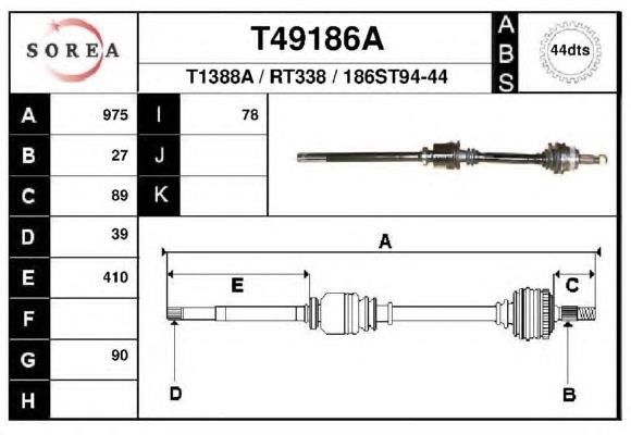 Піввісь (привід) передня, права T49186A EAI