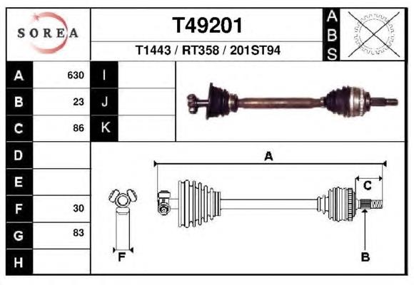 Піввісь (привід) передня, ліва T49201 EAI