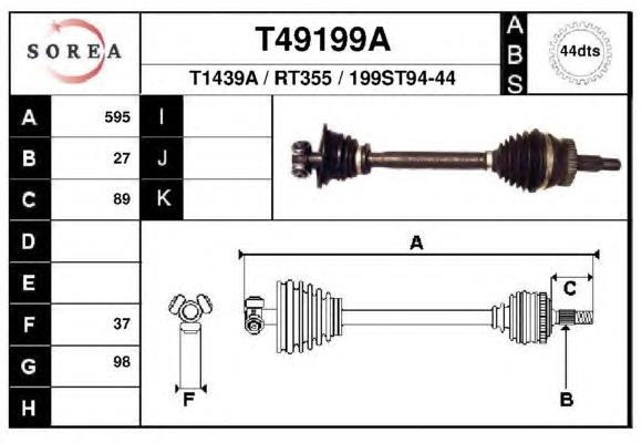 Піввісь (привід) передня, ліва T49199A EAI