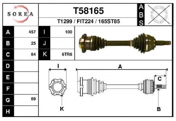 Піввісь (привід) передня, ліва T58165 EAI