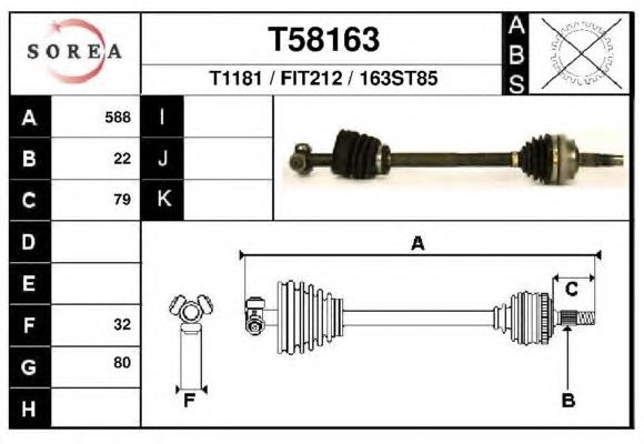 Піввісь (привід) передня, ліва T58163 EAI