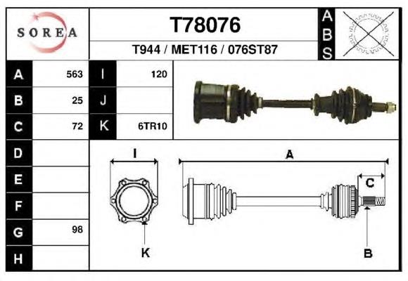 T78076 EAI піввісь (привід передня, права)