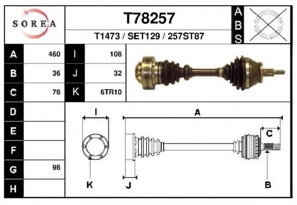 Піввісь (привід) передня, ліва T78257 EAI