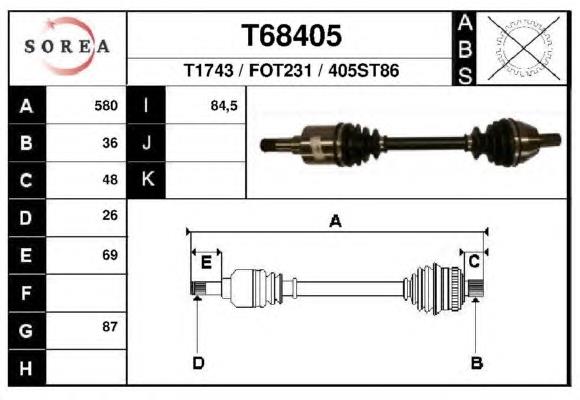 Привід передній лівий EAI T68405 ціна, від 70.33 USD