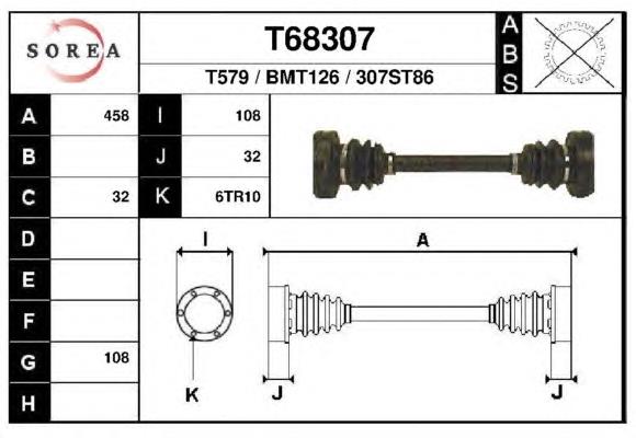 Піввісь задня, ліва T68307 EAI