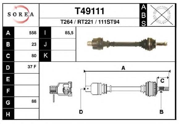 Піввісь (привід) передня, ліва T49111 EAI