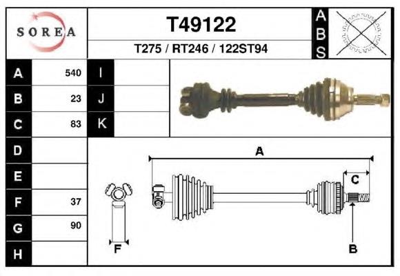 T49122 EAI піввісь (привід передня, права)