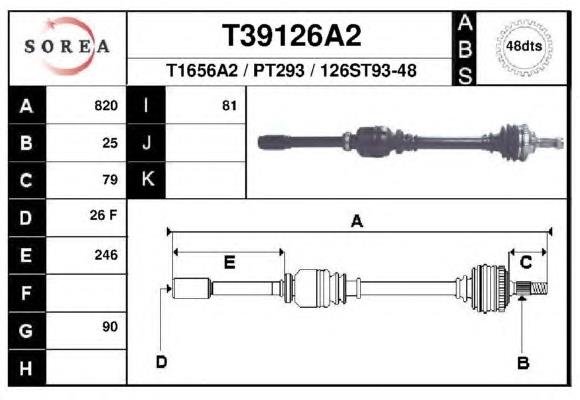 Піввісь права 32739J Peugeot/Citroen