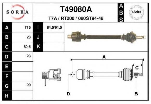 Піввісь (привід) передня 7701352024 Renault (RVI)