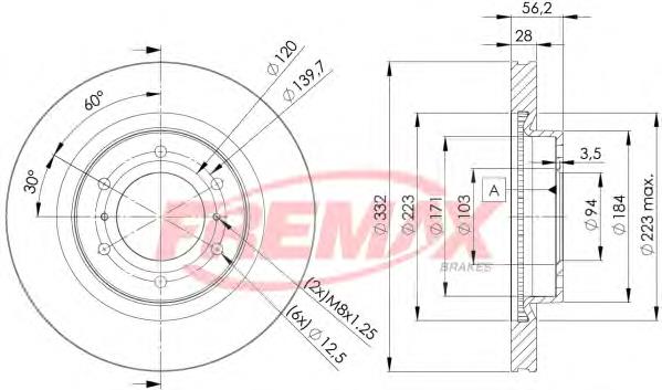 Диск переднього гальма Fremax BD7113 ціна, від 75.34 USD