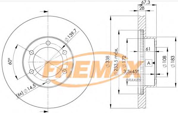 Диск гальмівний передній Fremax BD2918