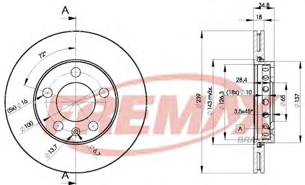 Диск гальмівний передній Fremax BD5308