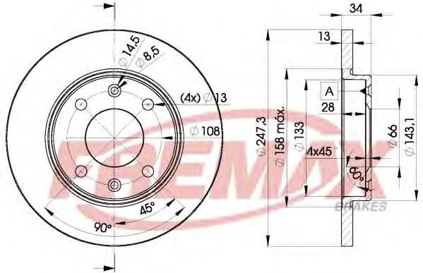 Диск гальмівний передній Fremax BD4298